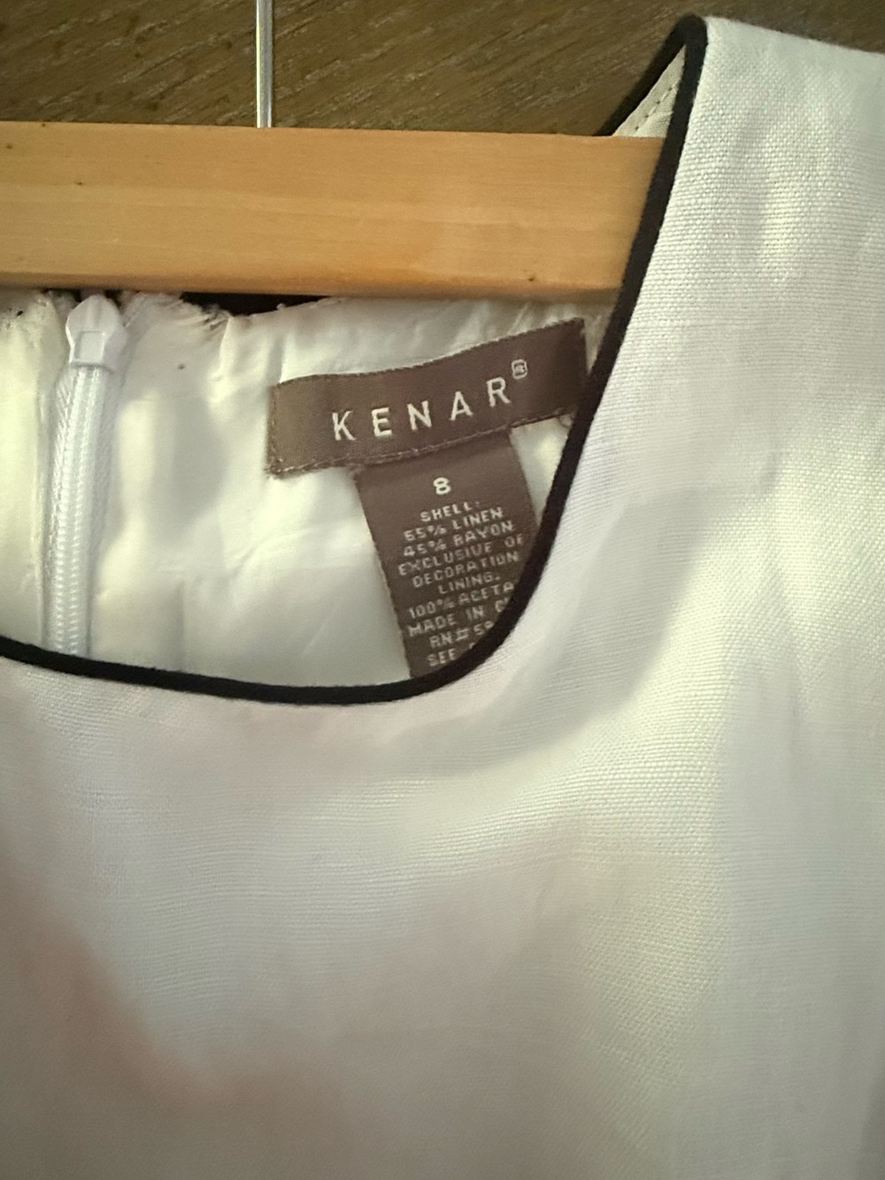 Kenar White Sleeveless Dress with Black Piping - Picture 5 of 5